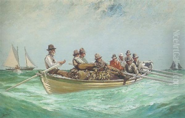 Waiting For The Fish To School Oil Painting by Milton James Burns