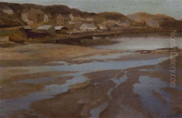 Lochside Village Oil Painting by Robert Burns