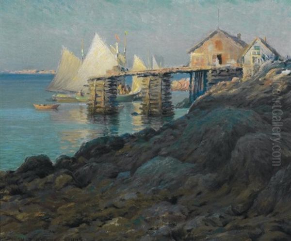 The Dock At Criehaven Oil Painting by William Partridge Burpee