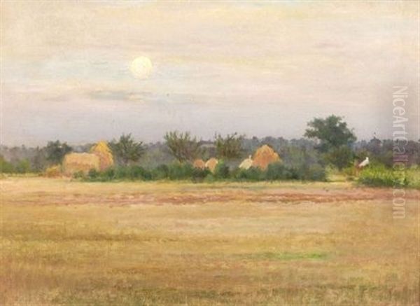 Haystacks At Chailly Oil Painting by William Partridge Burpee