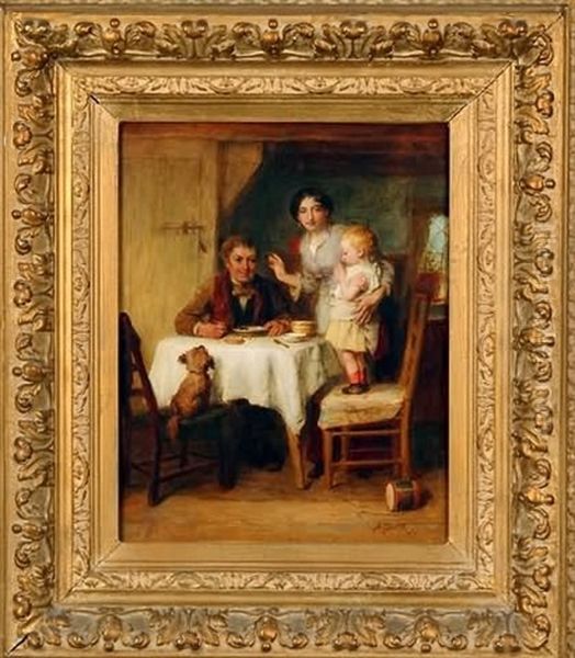 Interior Genre Scene Oil Painting by Alexander Hohenlohe Burr