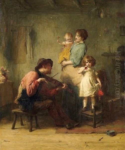 Hausmusik. Vergnugte Familie In Der Stube Oil Painting by Alexander Hohenlohe Burr