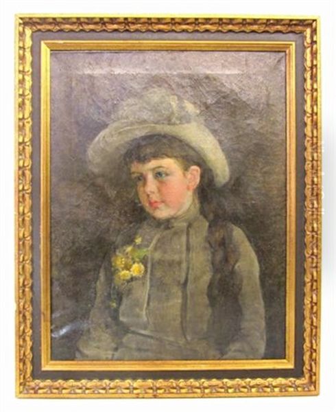 Portrait Of A Young Girl Oil Painting by Fannie Burr