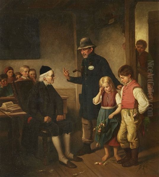 Before The Schoolmaster Oil Painting by John Burr