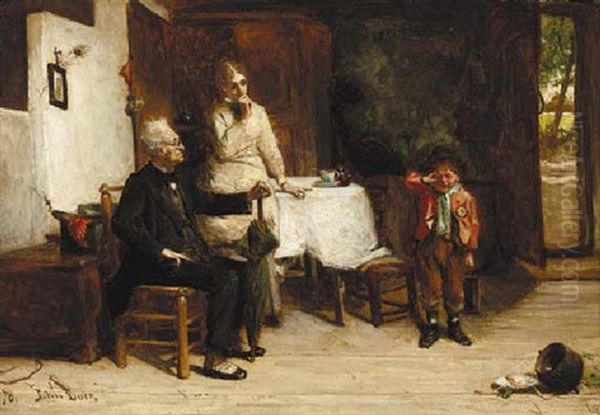 The Schoolmaster's Visit Oil Painting by John Burr