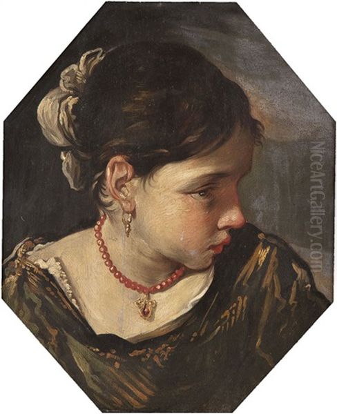 Brustbildnis Einer Jungen Frau Oil Painting by Giovanni Antonio Burrini