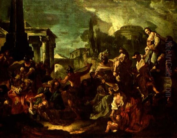 Le Massacre Des Innocents Oil Painting by Giovanni Antonio Burrini