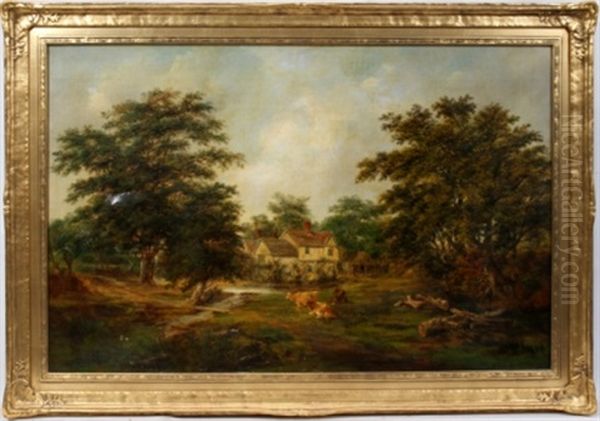 A Suffolk Farmstead Oil Painting by Robert Burrows