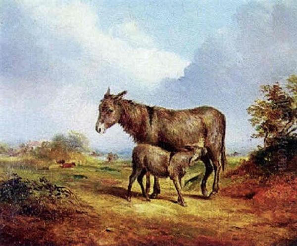 Donkey & Foal Oil Painting by Robert Burrows