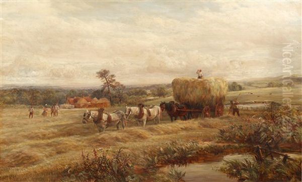 The Haycart Oil Painting by Charles Thomas Burt