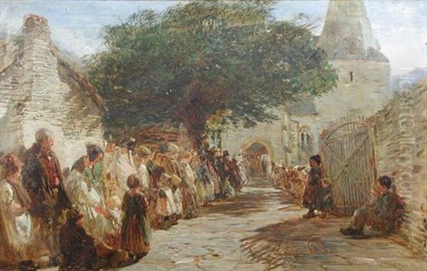 A Village Wedding Oil Painting by Charles Thomas Burt