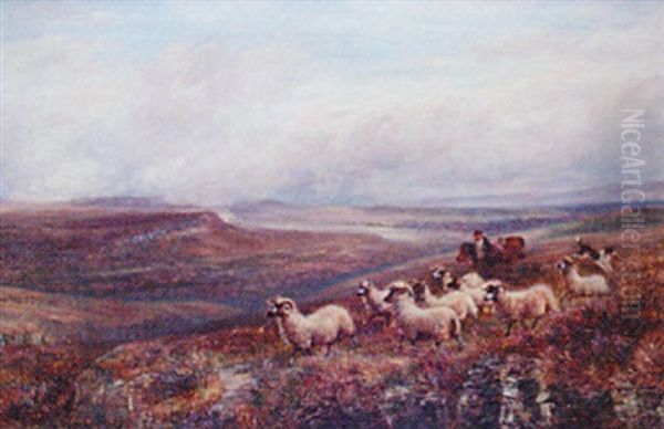 Driving Sheep Oil Painting by Charles Thomas Burt