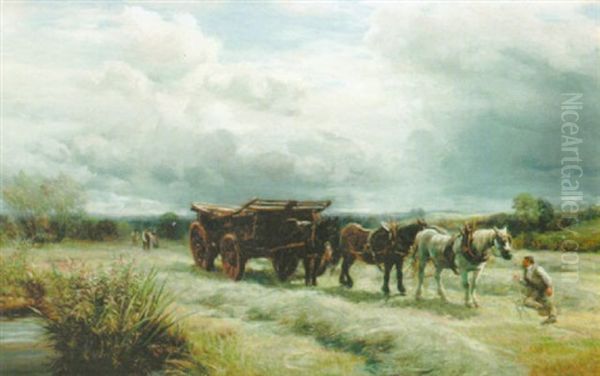 The Haymakers Near Henley In Arden, Warwickshire Oil Painting by Charles Thomas Burt