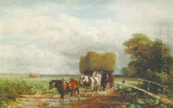 The Harvesters, Near Burton Dassett, Warwickshire Oil Painting by Charles Thomas Burt