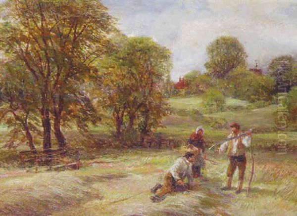 The Harvester's Lunch Oil Painting by Charles Thomas Burt