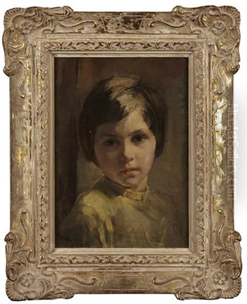 Portrait Of A Child Oil Painting by Alice Mary Burton