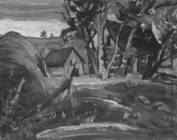 Old Log House Oil Painting by Richard Francis Burton