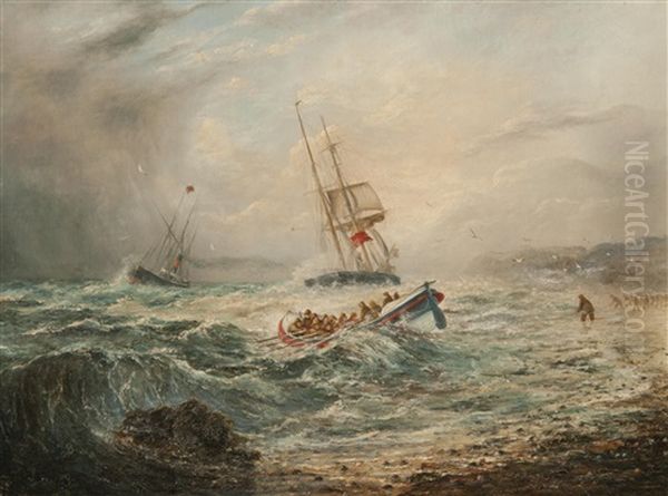 Lifeboat Rescue Oil Painting by George Vempley Burwood