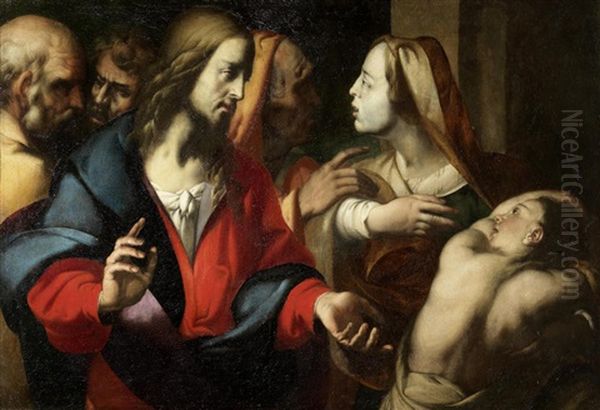 Christ Healing The Infirm Woman Oil Painting by Antonio Busca