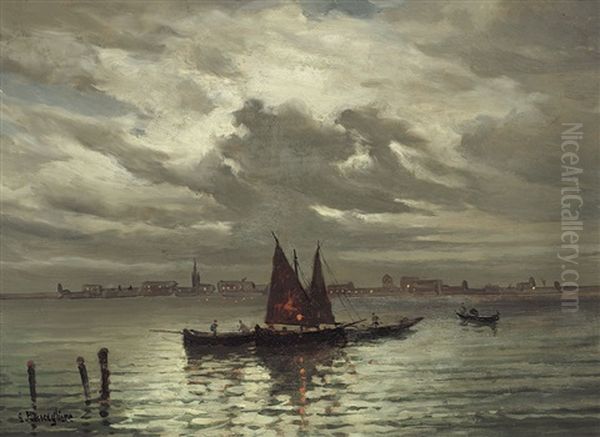 Serata Nuvolosa Sulla Laguna Veneta Oil Painting by Giuseppe Buscaglione