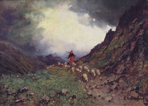 Nubi Minacciose In Montagna Oil Painting by Giuseppe Buscaglione