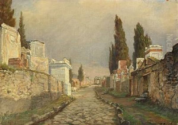 Street Scene From Southern Europe Oil Painting by Peter Johan Valdemar Busch