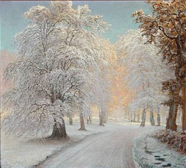 Sunny Winter Day In The Woods Oil Painting by Peter Johan Valdemar Busch