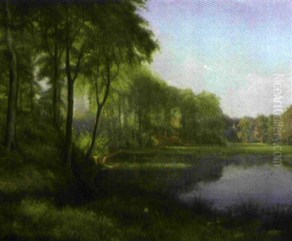 Paysage Au Bord De L'etang Oil Painting by Peter Johan Valdemar Busch