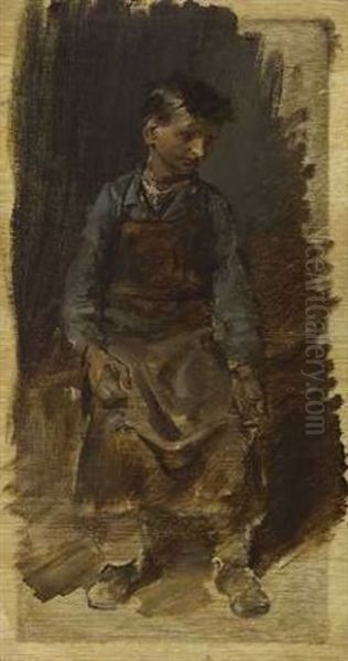 Sitzender Schusterjunge Oil Painting by Wilhelm Busch