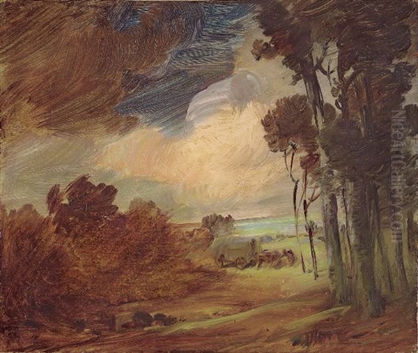 Landschaft Mit Heuernte Oil Painting by Wilhelm Busch