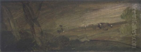 Kleine Grune Wiesenlandschaft Oil Painting by Wilhelm Busch