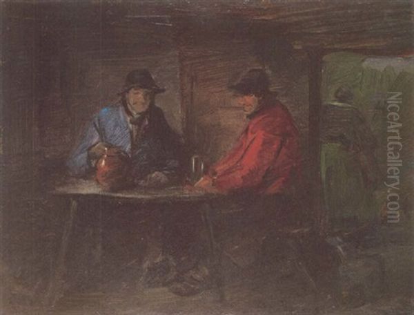 Interieur Mit Rot- Und Blaujacke Oil Painting by Wilhelm Busch