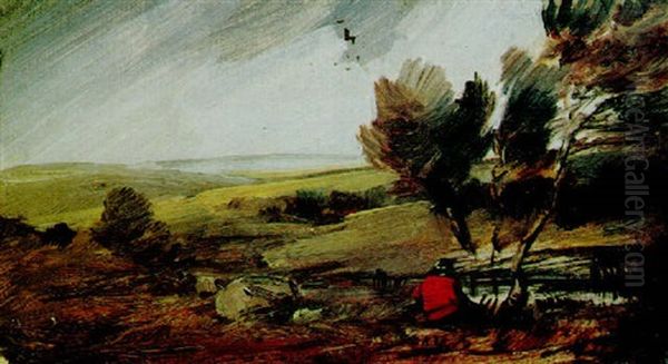 Landschaft Mit Figurenstaffage Oil Painting by Wilhelm Busch