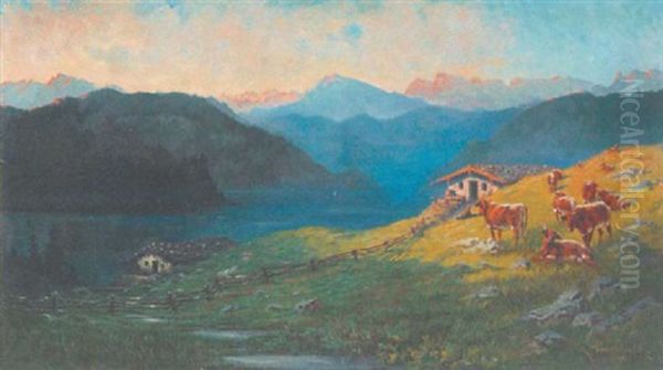 Abendsonne Uber Seelandschaft Oil Painting by Hermann Buschbeck