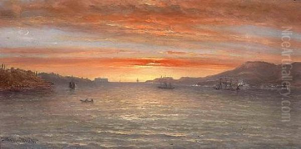 Sunset On San Francisco Bay Oil Painting by Norton Bush