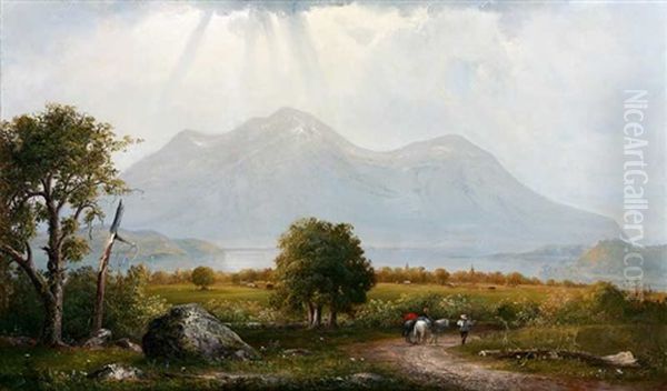 Landscape - Panoramic View Of Mt. Konotti And Clear Lake Oil Painting by Norton Bush