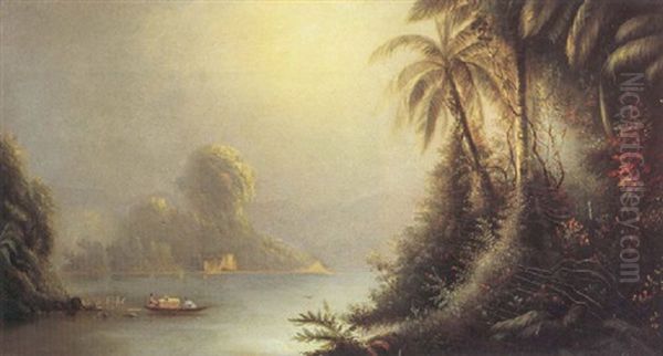 South American Lagoon Scene Oil Painting by Norton Bush