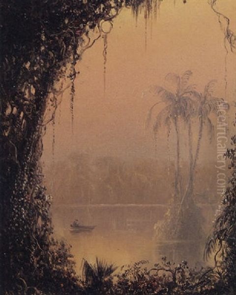 A Tropic River Oil Painting by Norton Bush