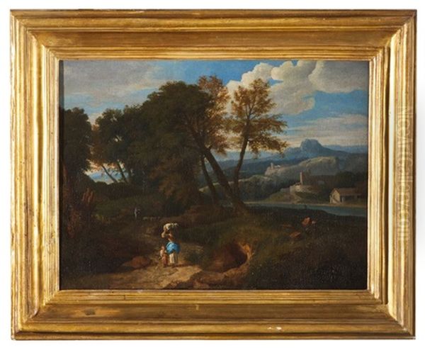 Vue De La Campagne Romaine Oil Painting by Giovanni Battista Busiri