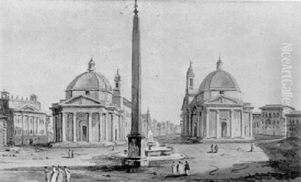 Tempio Di Vesta Oil Painting by Giovanni Battista Busiri