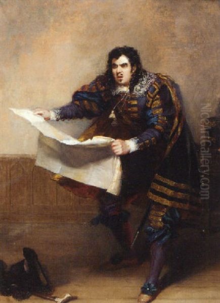 Portrait Of John Van Den Hoff, As Sir Giles Overreach Oil Painting by Robert William Buss