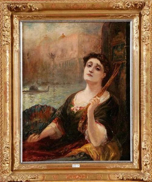 Reverie A Venise Oil Painting by Joseph Emmanuel van den Bussche