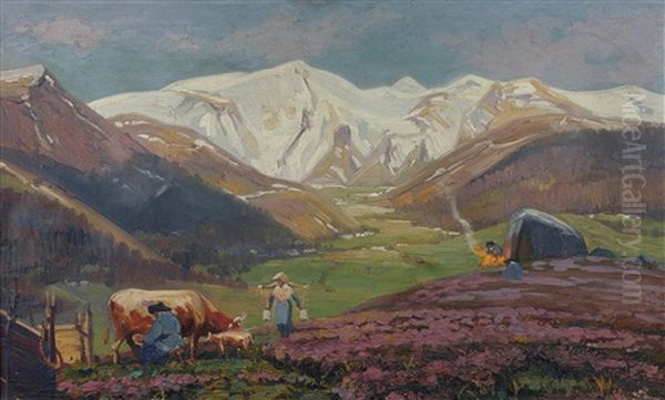 Paysage Champetre En Auvergne Oil Painting by Maurice Busset