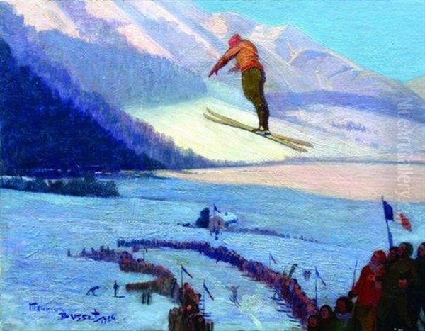 Chamonix Pendant Les Jo De 1924 Oil Painting by Maurice Busset