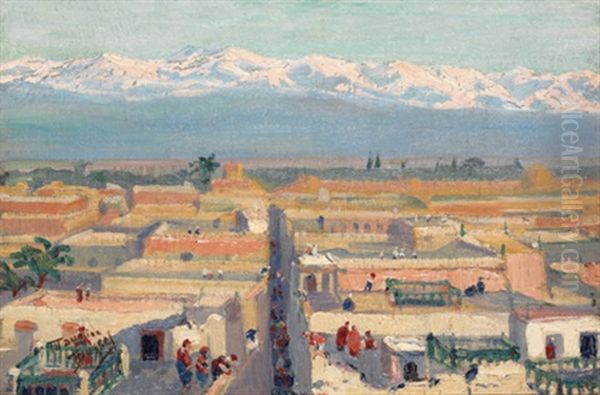 Les Terrasses De Marrakech Et L'atlas Oil Painting by Maurice Busset