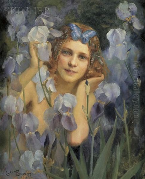 Wood Nymph Among Irises Oil Painting by Gaston Bussiere