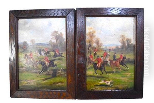 Hunting Scene (2 Works) Oil Painting by Georges Louis Charles Busson