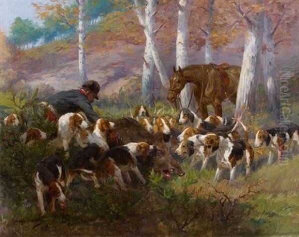 La Chasse Au Sanglier Oil Painting by Georges Louis Charles Busson