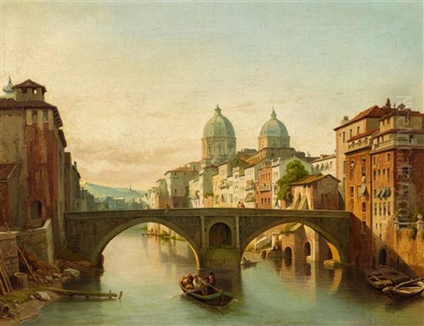 Italienische Stadtlandschaft Oil Painting by Francois Antoine Bussuet