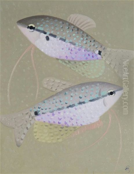 Poissons Guranis (e. Indies) Oil Painting by Simon Albert Bussy